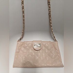 Pink Quilted with Shoulder Chain Clutch Bag